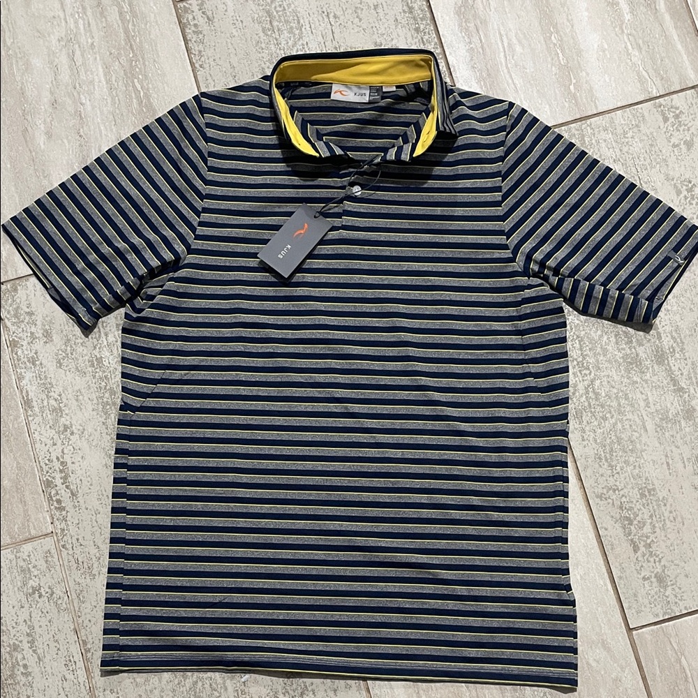 KJUS golf  Polo Shirt in Navy and Yellow